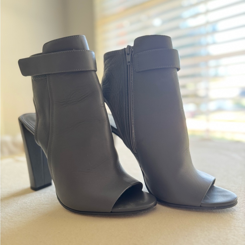 Vince Brigham Leather Open Toe Booties